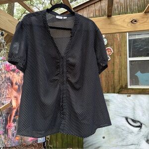 Black Polka Dot Women's Top Cato women 26/28 plus